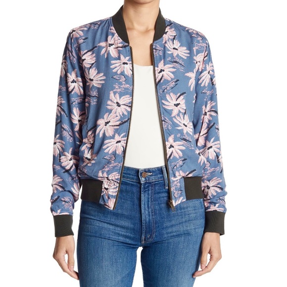 NWOT Faherty Aloha Reversible Bomber Jacket Hawaiian BLUE/PINK FLORAL - … - Picture 1 of 5